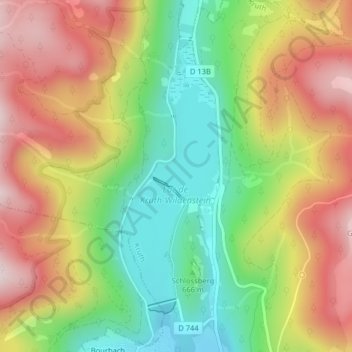 Mappa topografica Lac de Kruth, altitudine, rilievo