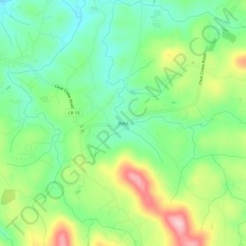 Mappa topografica Dyke, altitudine, rilievo