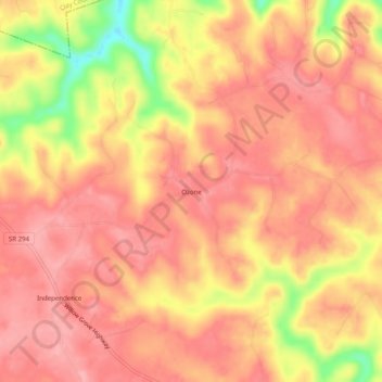 Mappa topografica Ozone, altitudine, rilievo