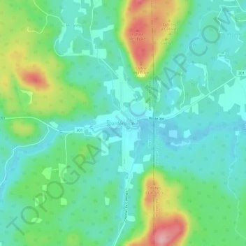 Mappa topografica Danford Lake, altitudine, rilievo