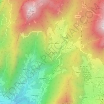 Mappa topografica La Guille, altitudine, rilievo