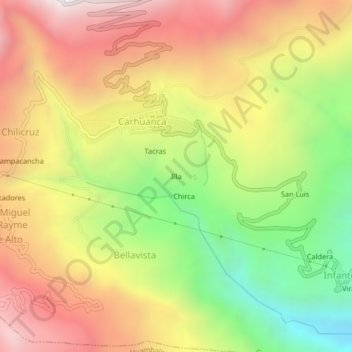 Mappa topografica Illa, altitudine, rilievo
