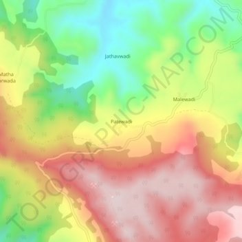 Mappa topografica Patewadi, altitudine, rilievo