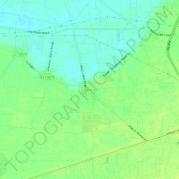 Mappa topografica Birmi, altitudine, rilievo