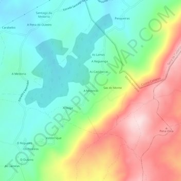 Mappa topografica A Mioteira, altitudine, rilievo