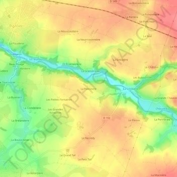 Mappa topografica La Poinstière, altitudine, rilievo
