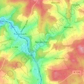 Mappa topografica Niederdreis, altitudine, rilievo