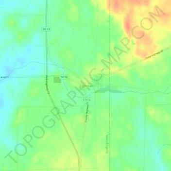 Mappa topografica Ogema, altitudine, rilievo