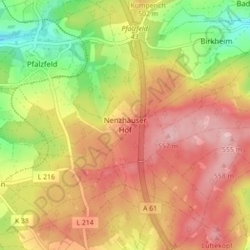 Mappa topografica Nenzhäuser Hof, altitudine, rilievo