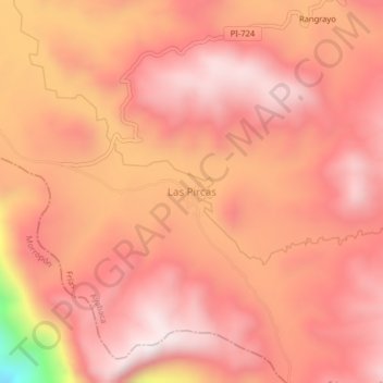 Mappa topografica Las Pircas, altitudine, rilievo