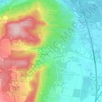 Mappa topografica Neusiedl, altitudine, rilievo