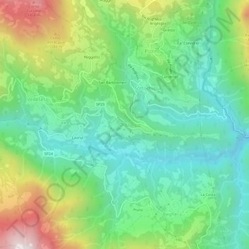 Mappa topografica Olda, altitudine, rilievo