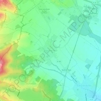 Mappa topografica Aspach-le-Haut, altitudine, rilievo