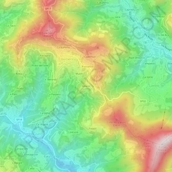 Mappa topografica Milano, altitudine, rilievo