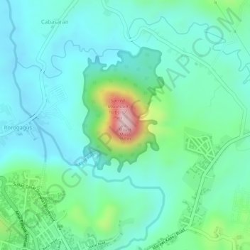 Mappa topografica Mount Mupo, altitudine, rilievo