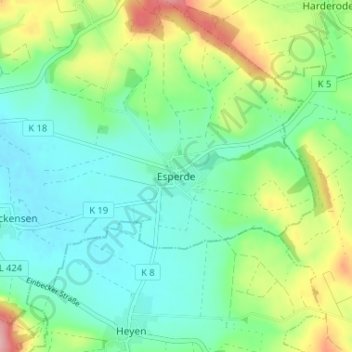 Mappa topografica Esperde, altitudine, rilievo