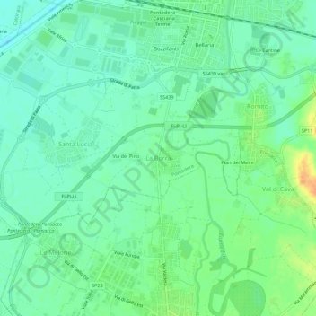 Mappa topografica La Borra, altitudine, rilievo