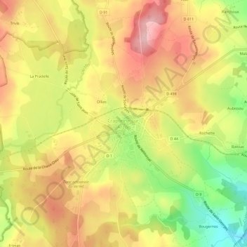Mappa topografica Craponne-sur-Arzon, altitudine, rilievo