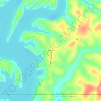 Mappa topografica Pontiac, altitudine, rilievo