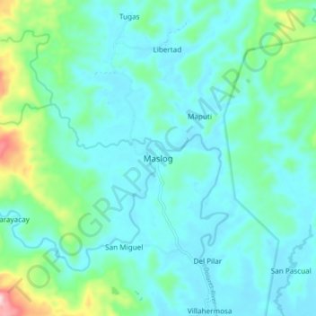 Mappa topografica Maslog, altitudine, rilievo