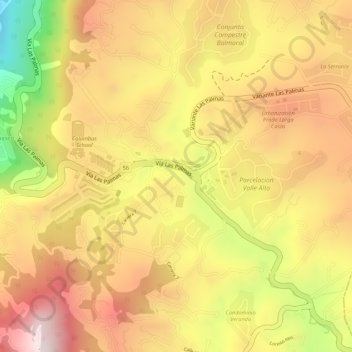 Mappa topografica Alto de Las Palmas, altitudine, rilievo