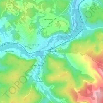 Mappa topografica New Town, altitudine, rilievo