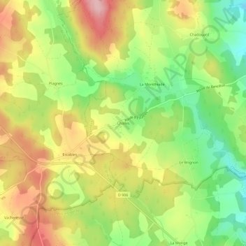 Mappa topografica Challes, altitudine, rilievo