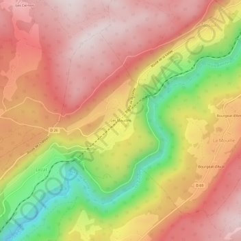Mappa topografica Les Mouillés, altitudine, rilievo