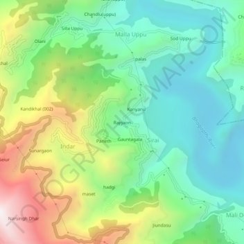 Mappa topografica Rajgaon, altitudine, rilievo