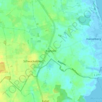 Mappa topografica Kieholm, altitudine, rilievo