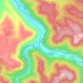Mappa topografica Fenwick, altitudine, rilievo