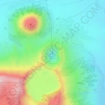Mappa topografica Gunung Bromo, altitudine, rilievo