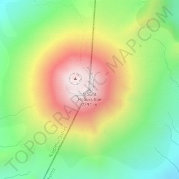 Mappa topografica Mount Ngauruhoe, altitudine, rilievo