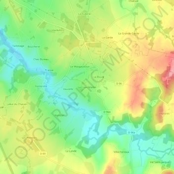 Mappa topografica La Croix Martin, altitudine, rilievo