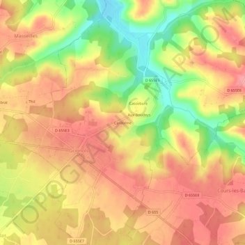 Mappa topografica Cardonne, altitudine, rilievo