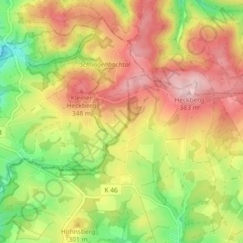 Mappa topografica Siebelsnaaf, altitudine, rilievo