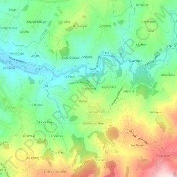 Mappa topografica Grand Petit, altitudine, rilievo