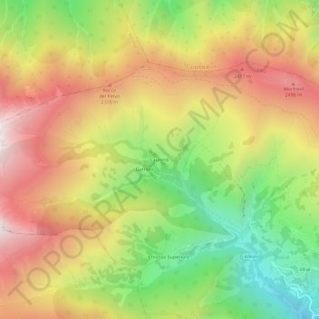 Mappa topografica Laurenti, altitudine, rilievo