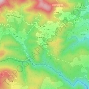 Mappa topografica La Croizille, altitudine, rilievo