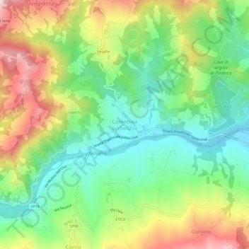 Mappa topografica Colombaia sul Secchia, altitudine, rilievo