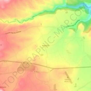 Mappa topografica Benablón, altitudine, rilievo