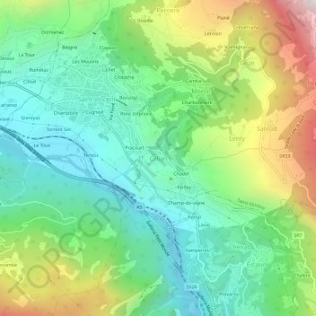 Mappa topografica Cillian, altitudine, rilievo