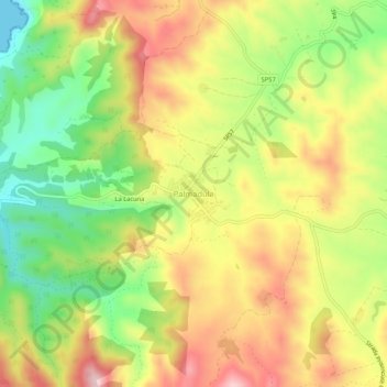 Mappa topografica Palmadula, altitudine, rilievo