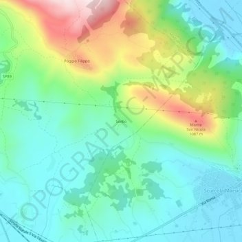 Mappa topografica Sorbo, altitudine, rilievo