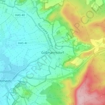 Mappa topografica Goßmannsdorf, altitudine, rilievo