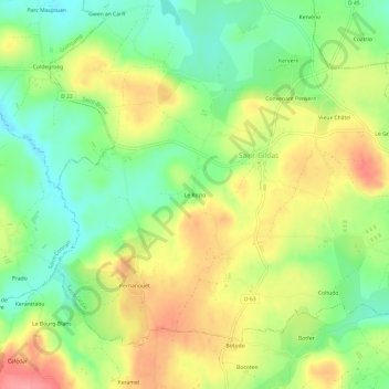 Mappa topografica Le Rozio, altitudine, rilievo