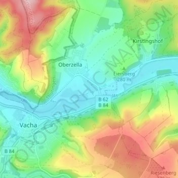 Mappa topografica Unterzella, altitudine, rilievo