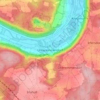 Mappa topografica Unteremmendorf, altitudine, rilievo