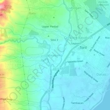 Mappa topografica Marapangi, altitudine, rilievo