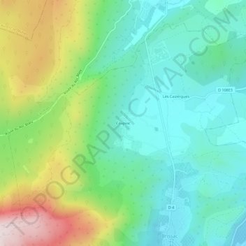 Mappa topografica Coupiac, altitudine, rilievo